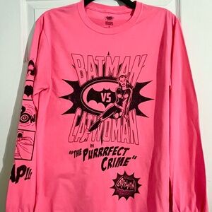 Neon Pink Batman vs Catwoman Long Sleeve Shirt